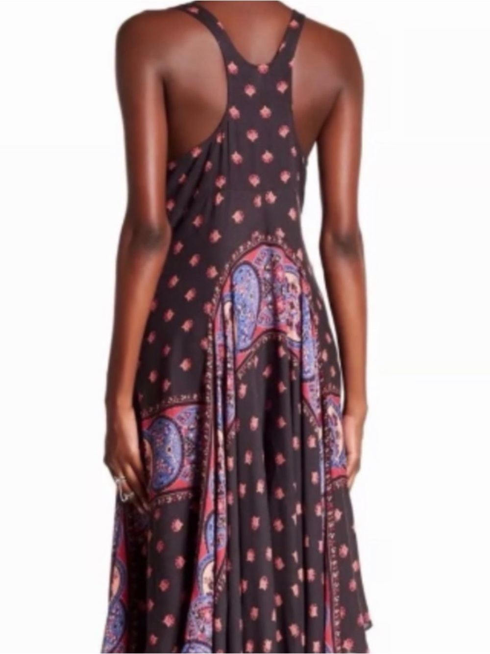 Free People Intimately Faithfully Yours Black Paisley-Panel High-Low Maxi Dress - Picture 3 of 15